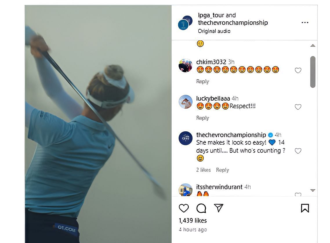 A screenshot of a fan's comment on LPGA's post - Source: Instagram@lpga_tour